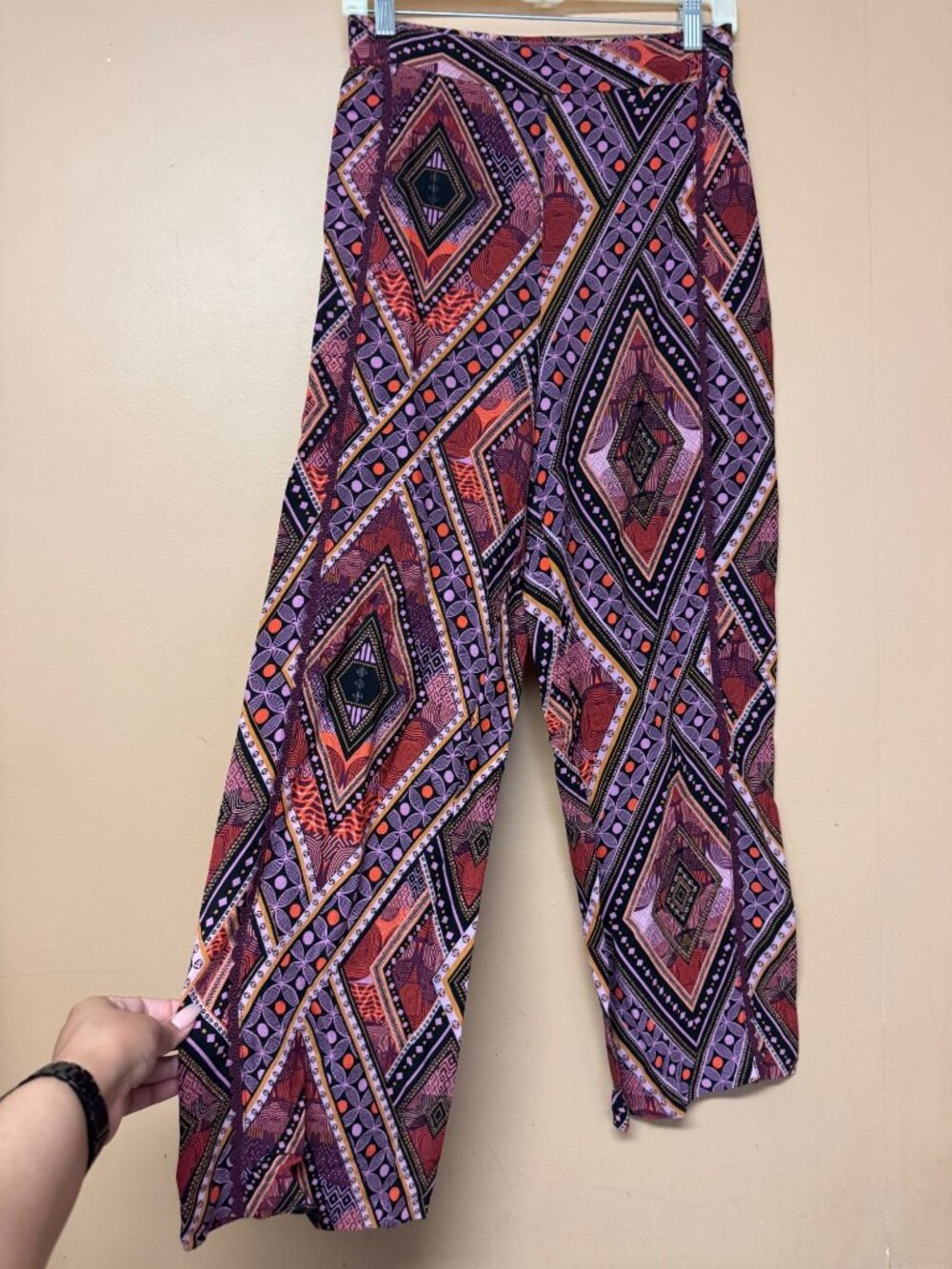 Anthropologie Maeve Layla Wide-Leg Pants Pull On Bohemian Embroidered Trim 2
